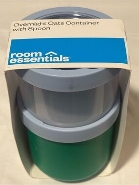 Room Essentials Overnight Oats Container with Spoon - Light Blue & Green